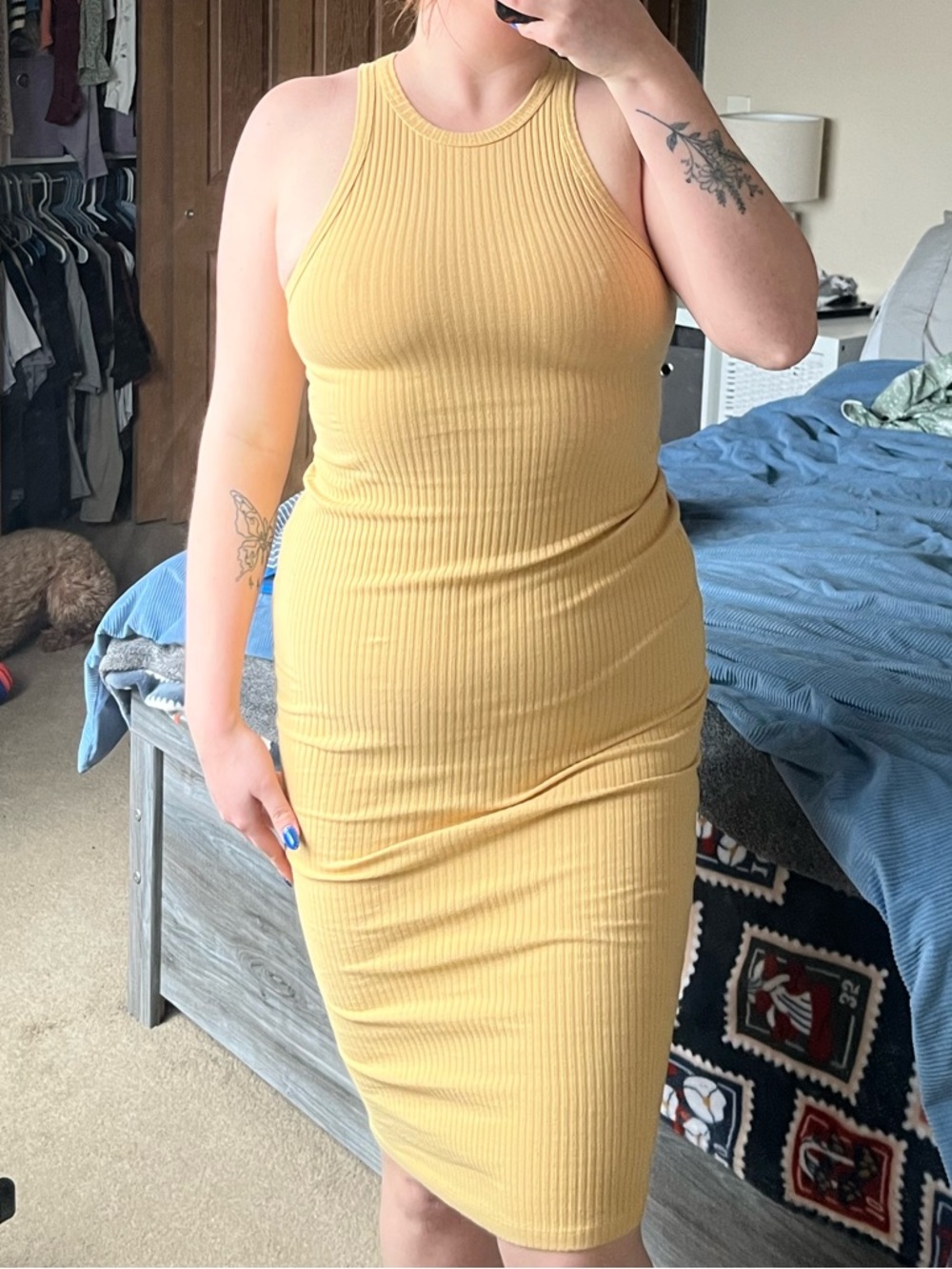 Billabong mustard midi dress